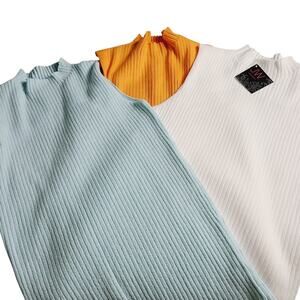 JW Style Mock Neck Sleeveless Ribbed Knit Tank, Lot of 3, Women Size S
